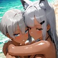 ウチの娘と浜辺オセロ🤍🖤 5枚目