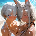 ウチの娘と浜辺オセロ🤍🖤 4枚目