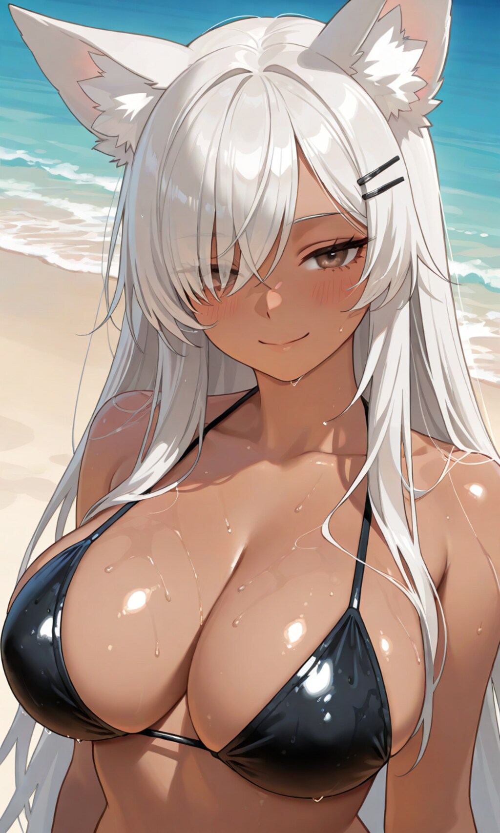 ウチの娘と浜辺オセロ🤍🖤