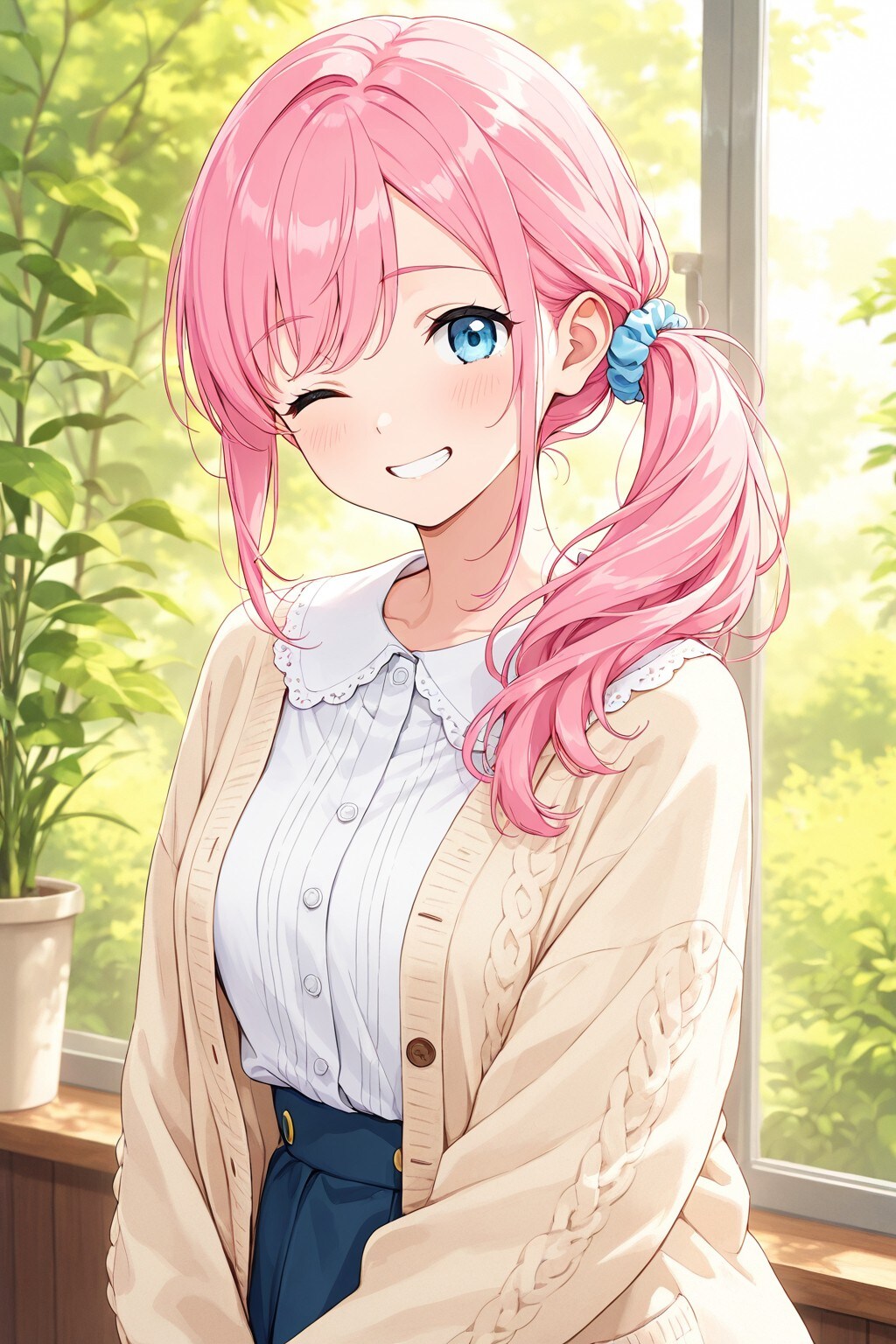 ピンク髪碧眼の女の子