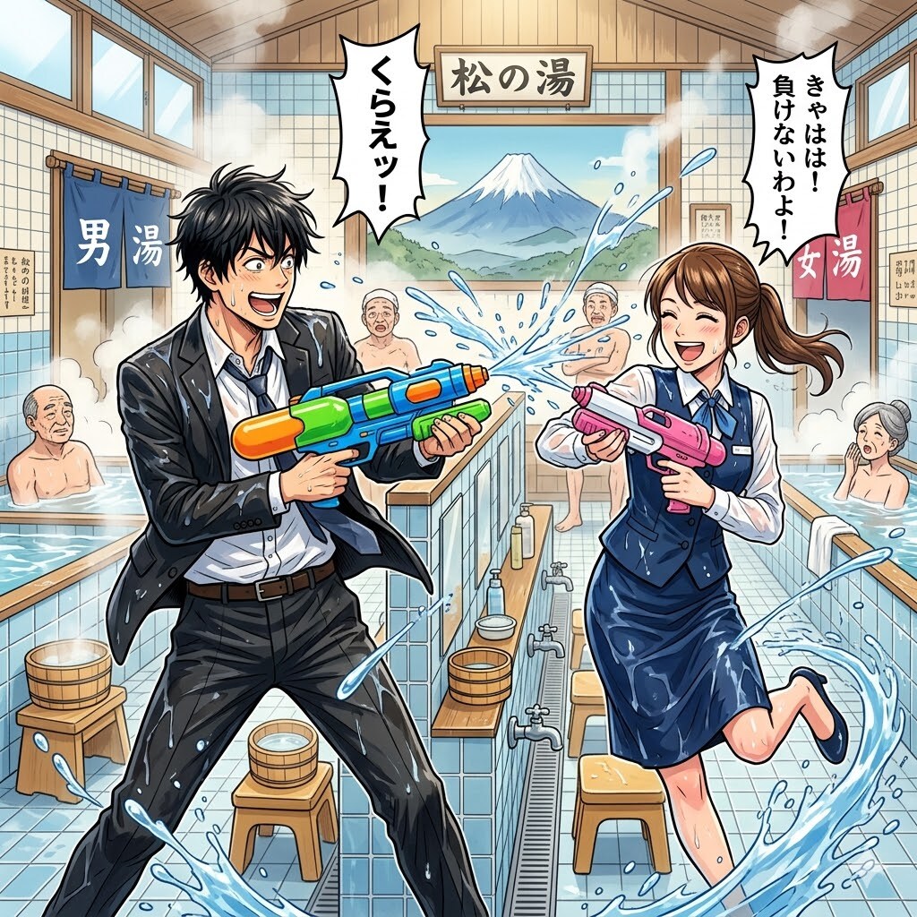 銭湯で戦闘３