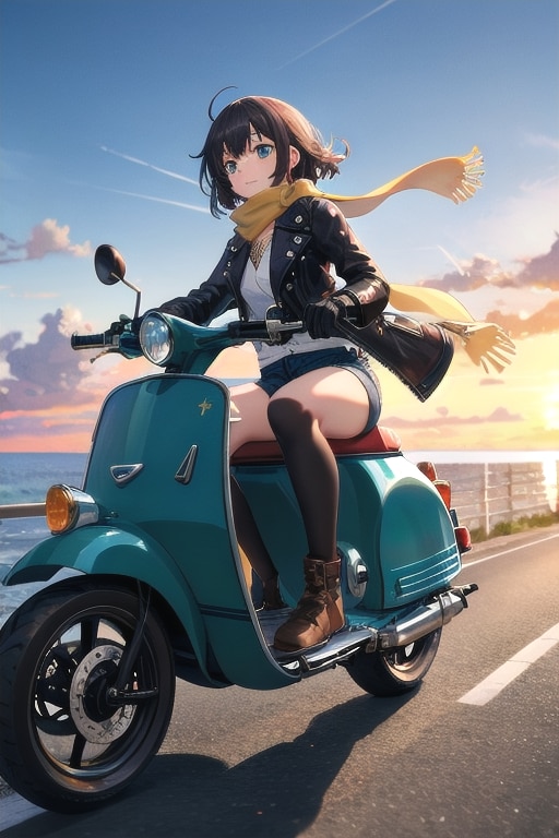 スクーターに乗った彼女 | の人気AIイラスト・グラビア