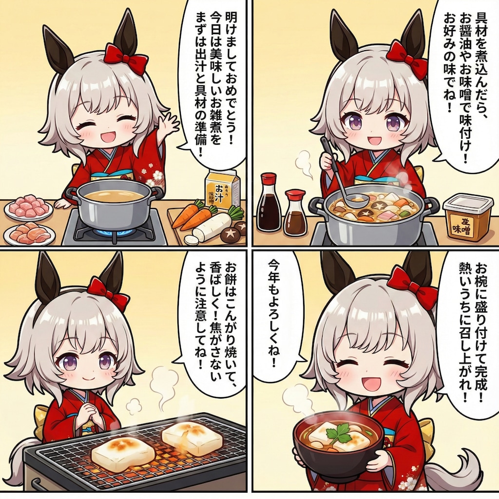 カレンちゃんのお雑煮作り