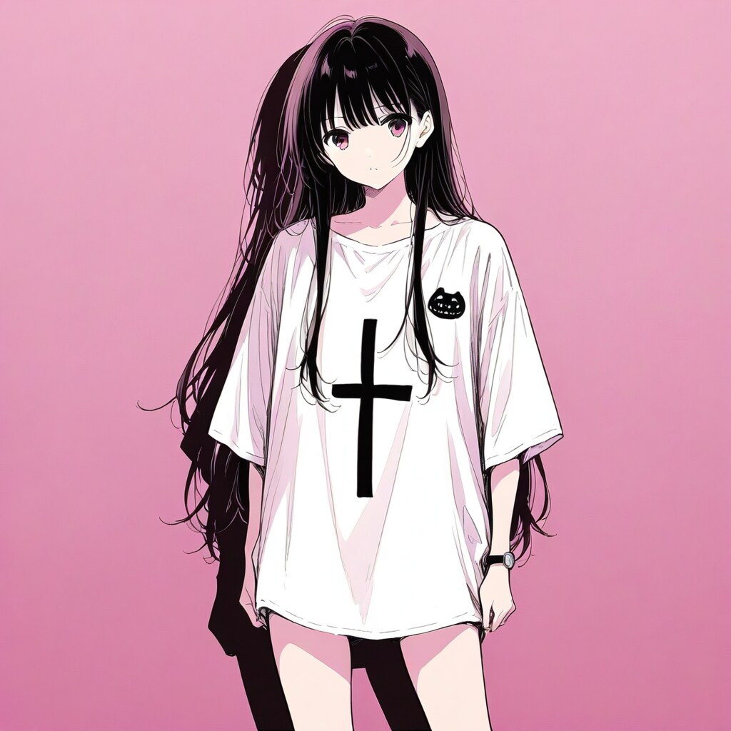 オ―バ―サイズシャツの女の子