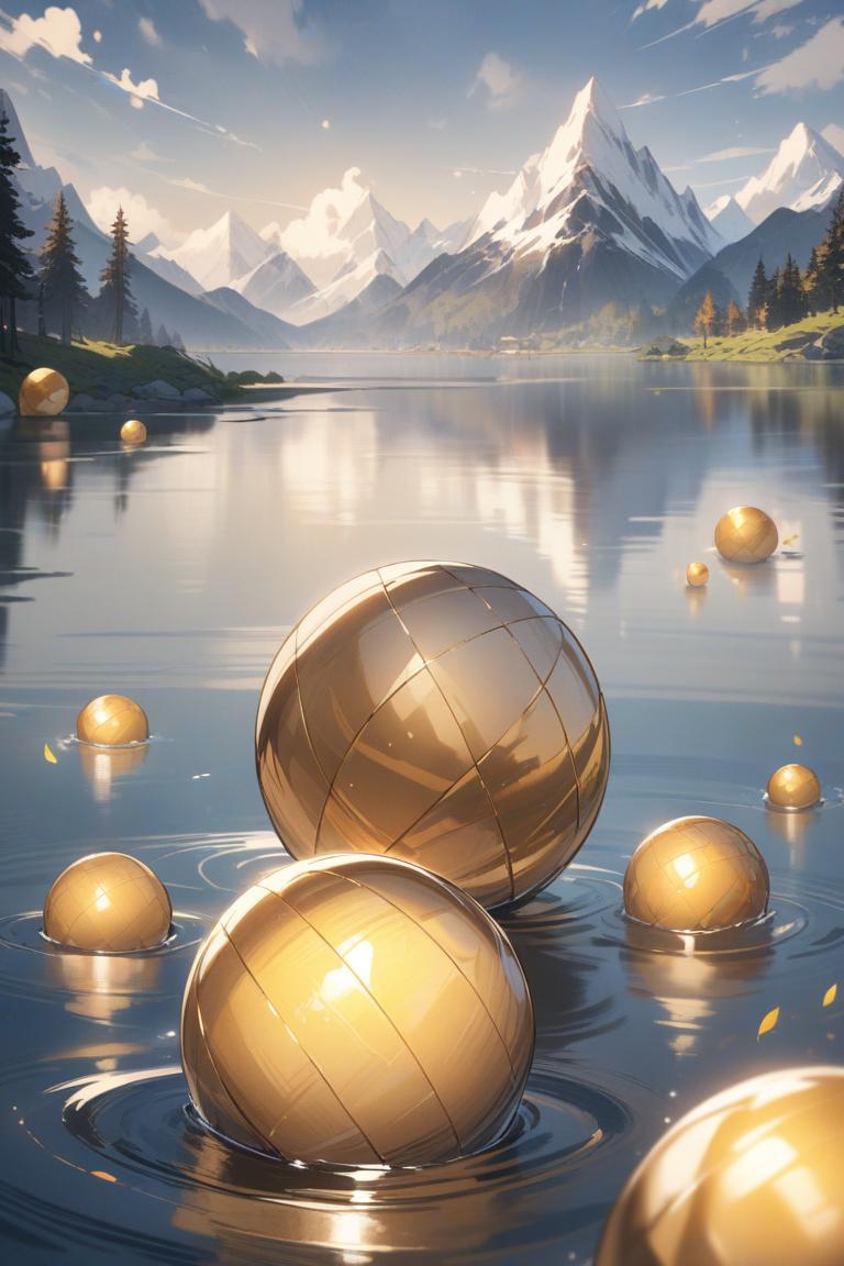 よっこいしょっと…。湖の金の玉✨ | の人気AIイラスト・グラビア