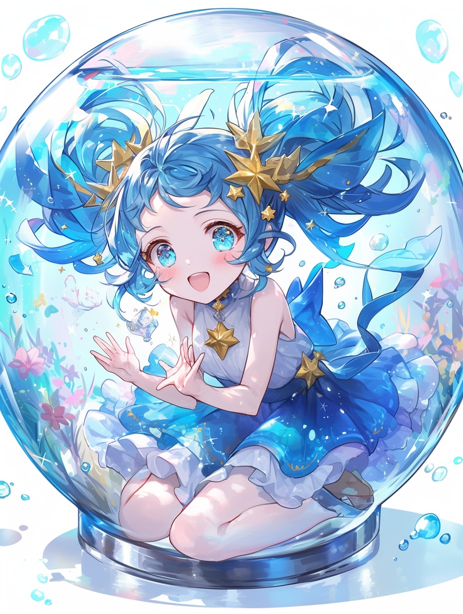 「瓶詰の少女」蒼04 | の人気AIイラスト・グラビア