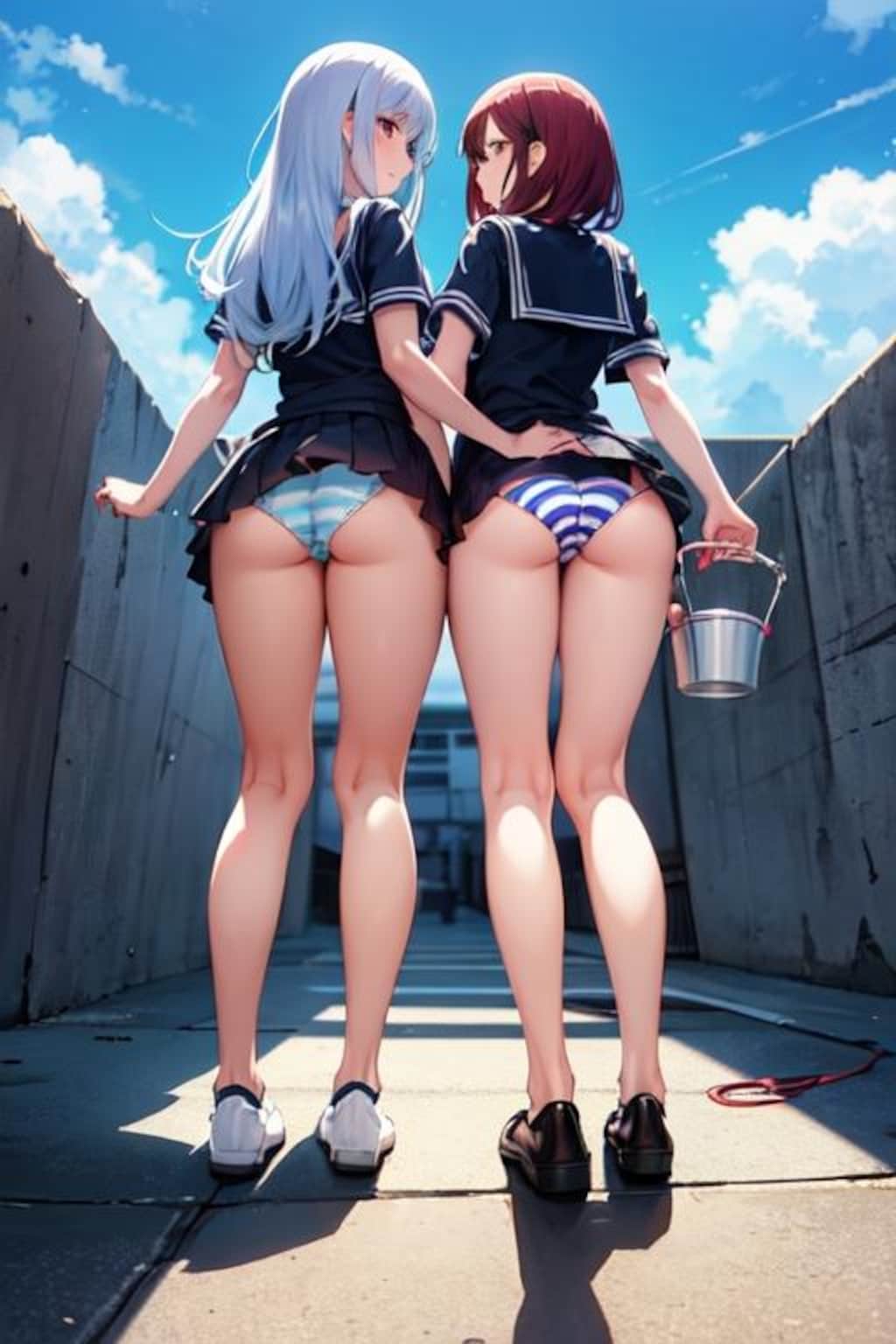 20230929　バケツとおケツの日　特に意味はない　縞柄をずっと見てると洗脳されそうだ…
