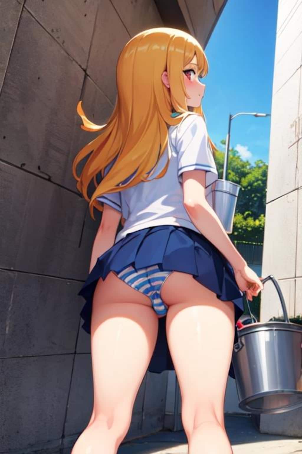 20230929　バケツとおケツの日　特に意味はない　縞柄をずっと見てると洗脳されそうだ…
