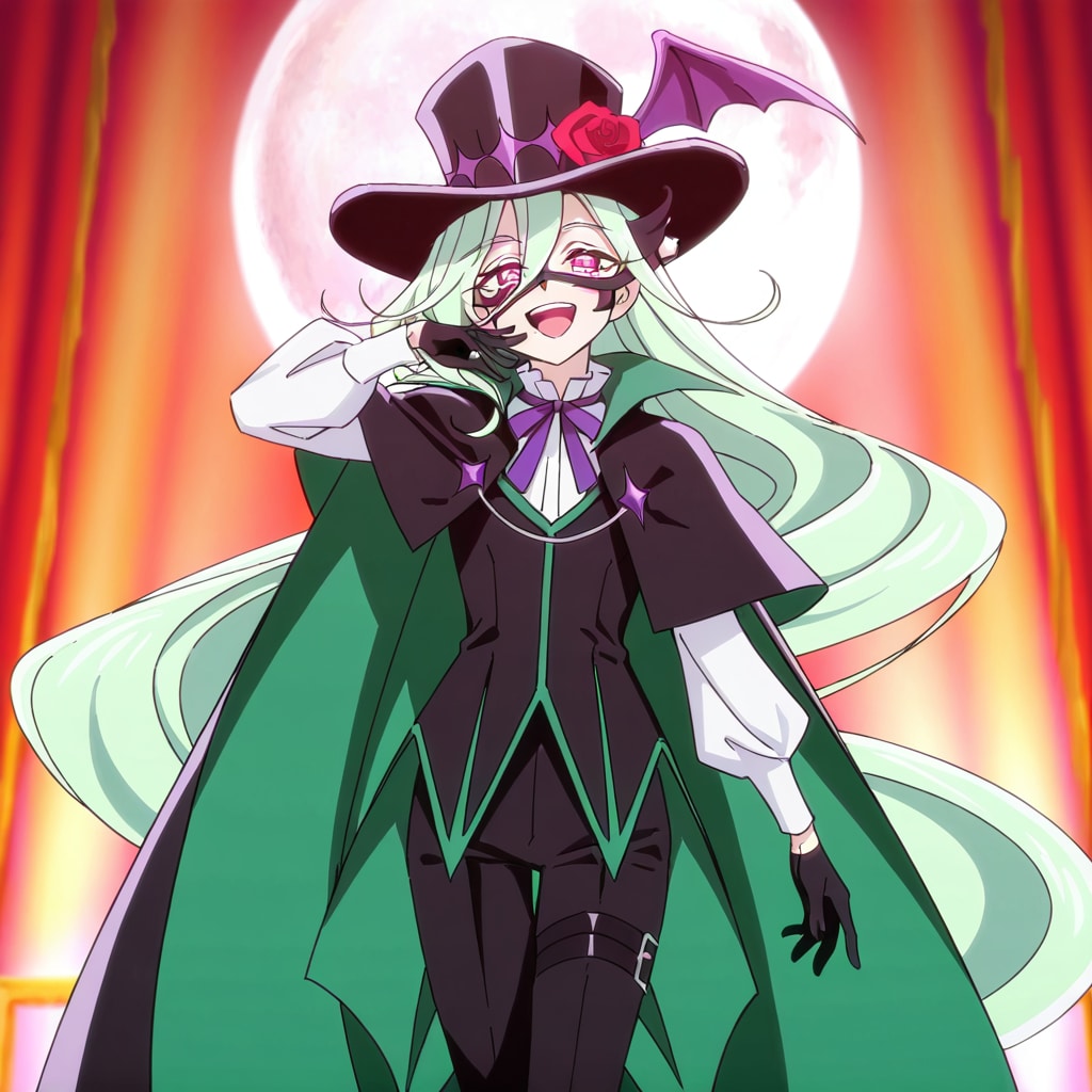 ニジー、月が見えるステージで歌う（習作）