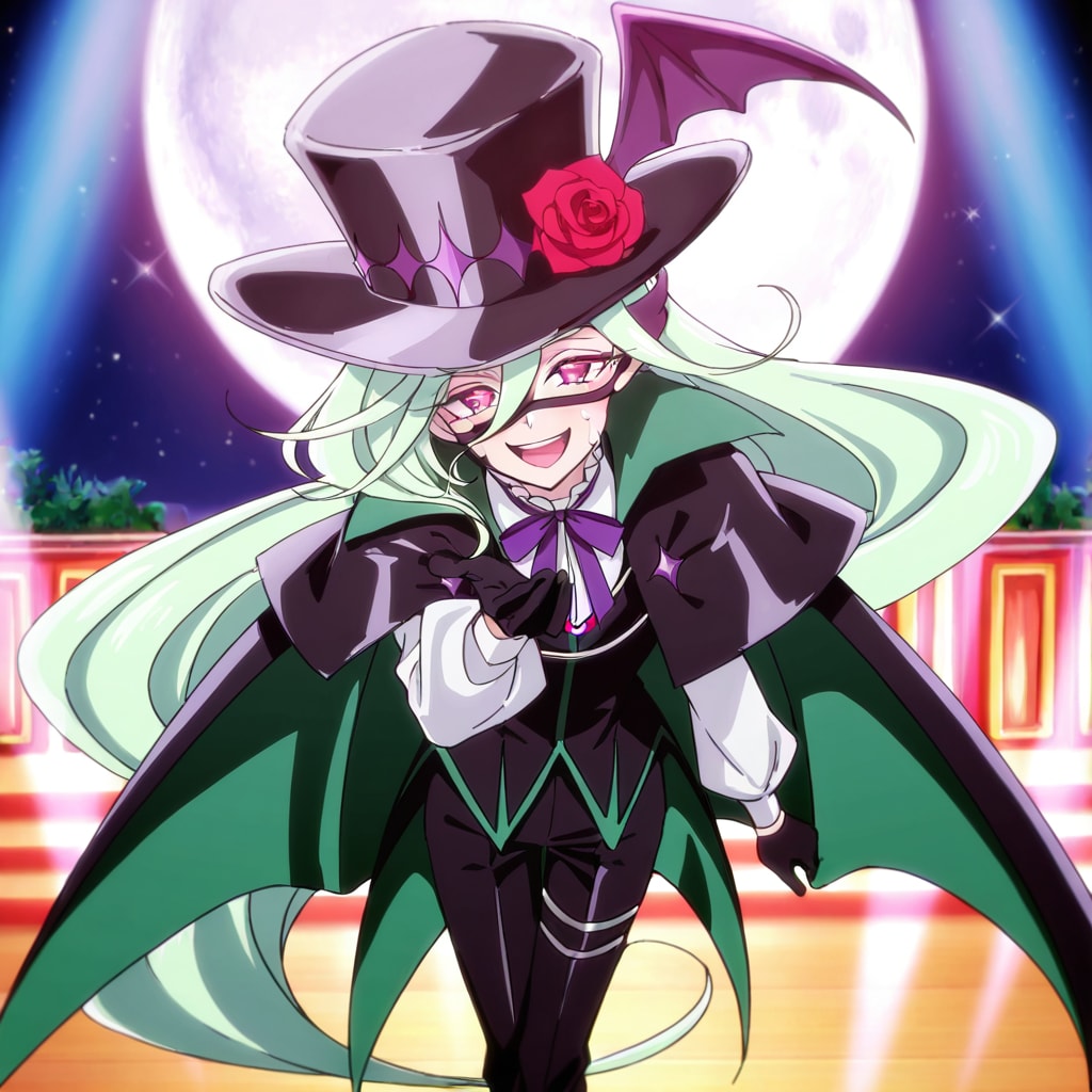 ニジー、月が見えるステージで歌う（習作）