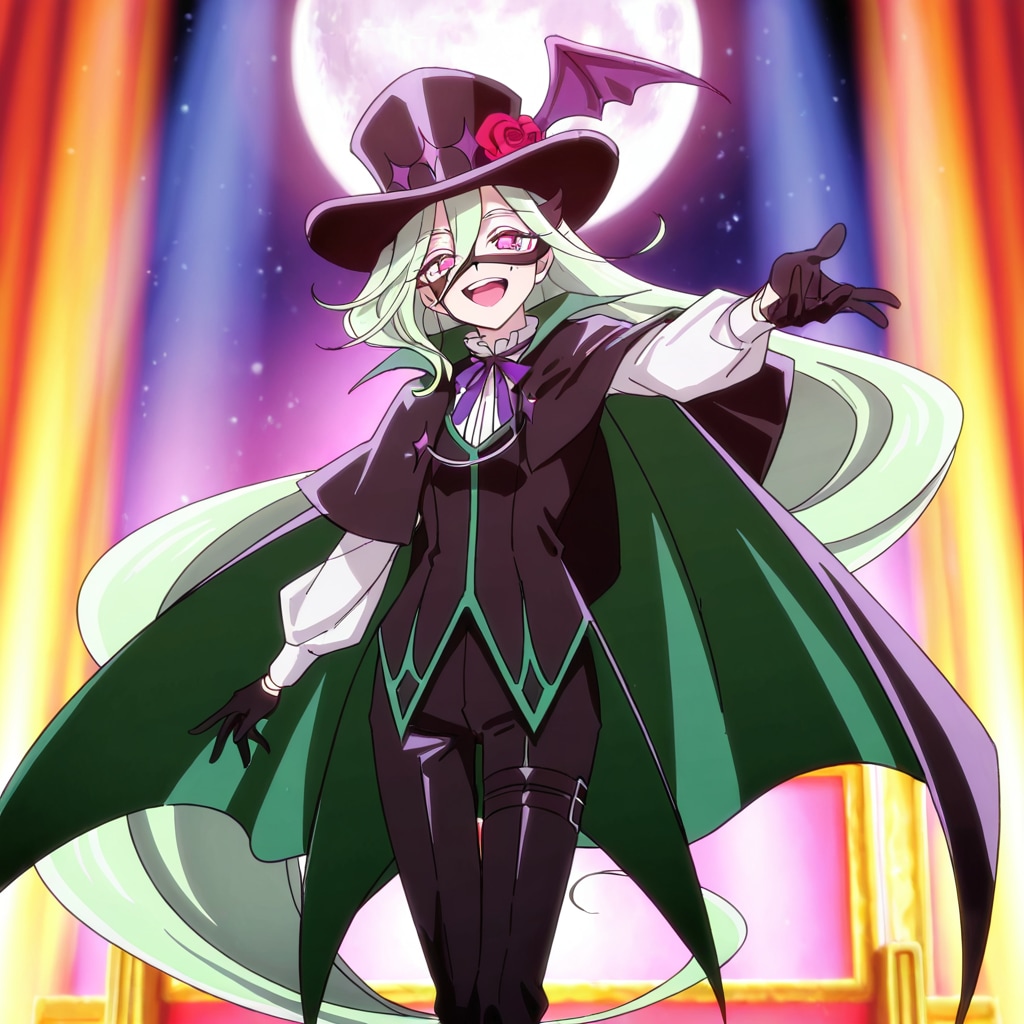 ニジー、月が見えるステージで歌う（習作）