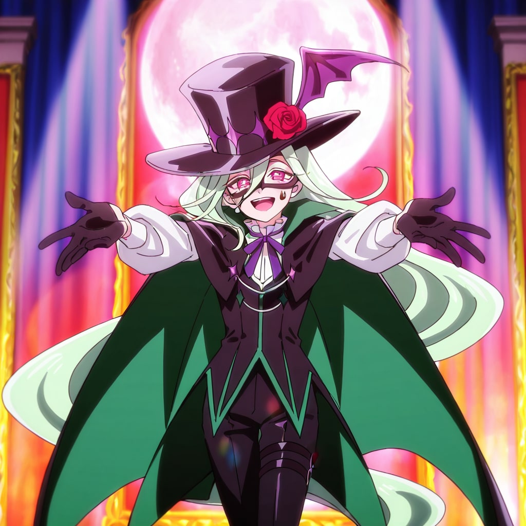 ニジー、月が見えるステージで歌う（習作）