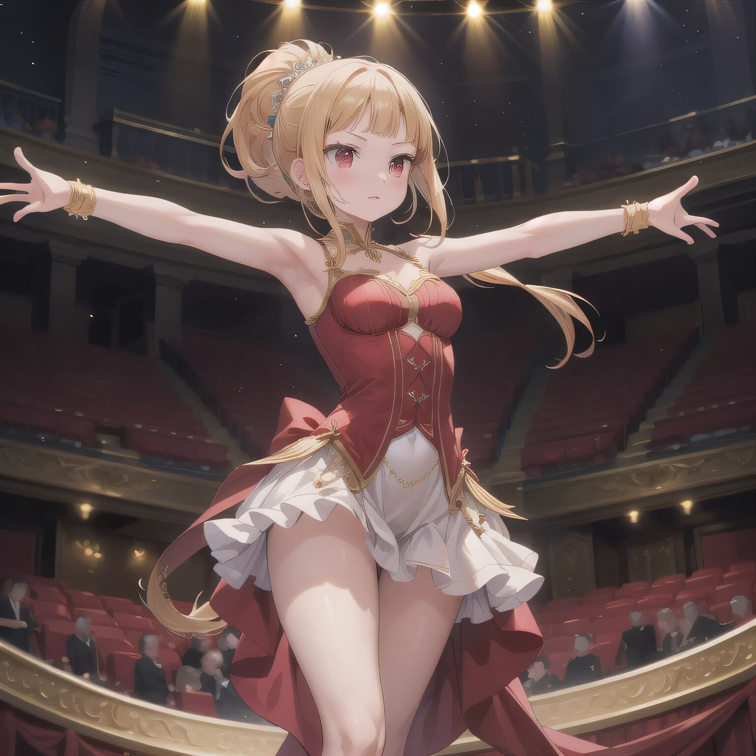 金髪ポニテで演劇の少女 | の人気AIイラスト・グラビア