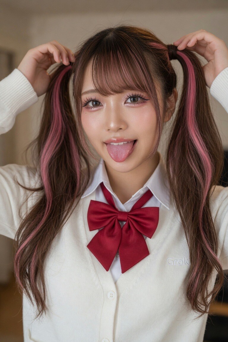 赤メッシュツインテちゃん