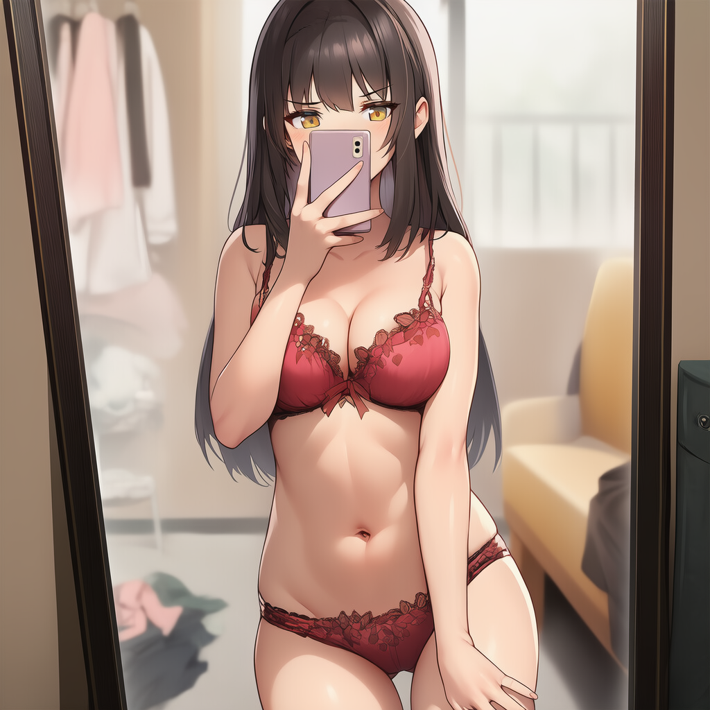 下着姿で自撮り