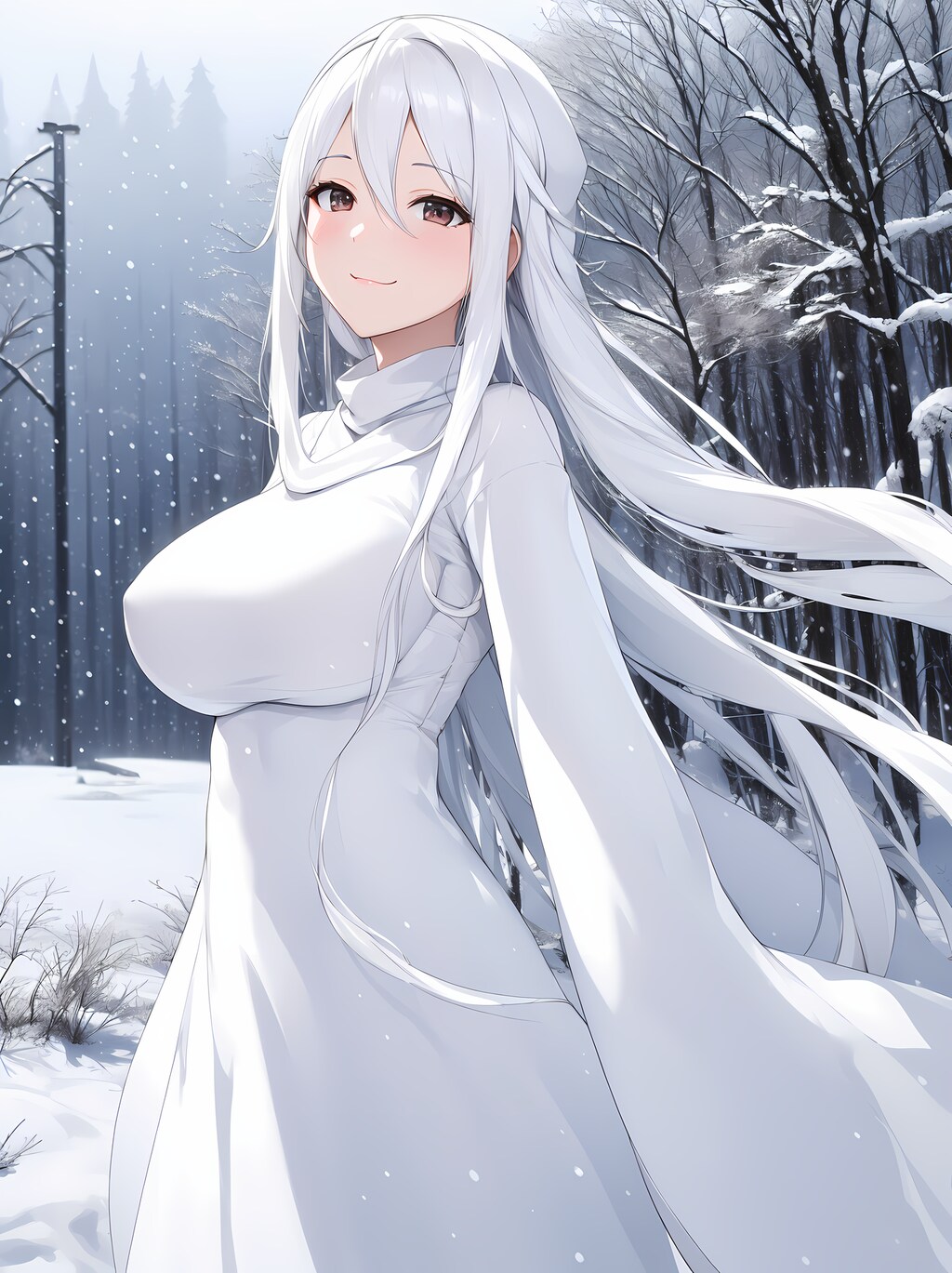 森で遭遇した胸部が気になる雪女
