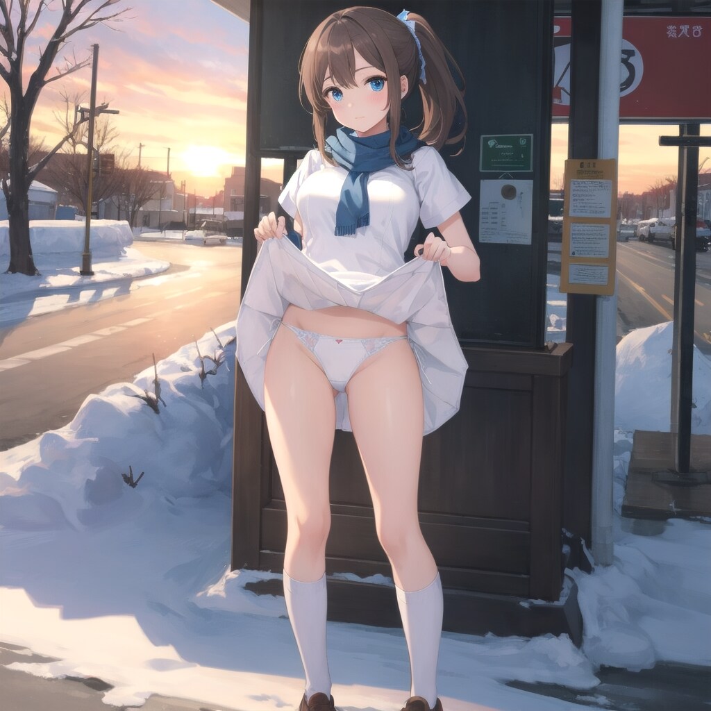 バス停で