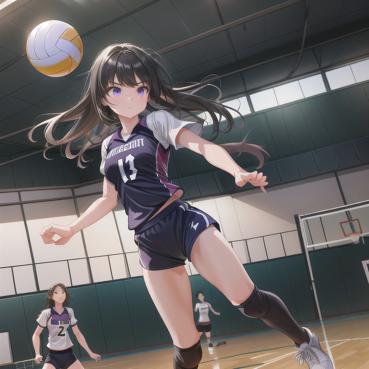 黒髪ロングでユニフォームの少女５１ | の人気AIイラスト・グラビア