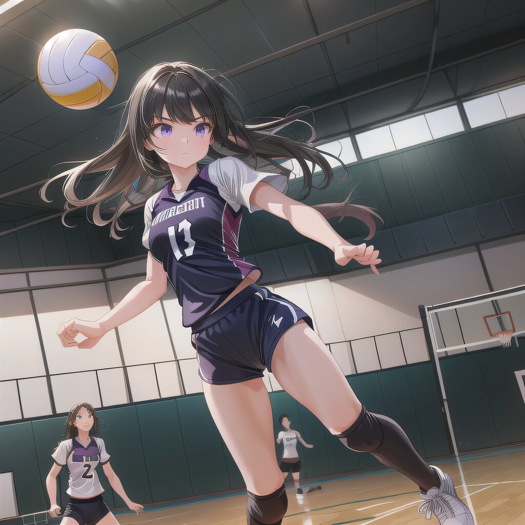 黒髪ロングでユニフォームの少女５１