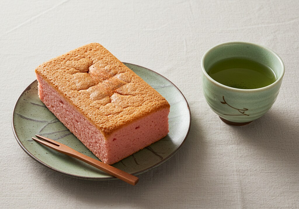 デザートのカステラセット緑茶付き