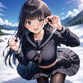 黒髪×セーラー服×雪原 3枚目