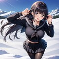 黒髪×セーラー服×雪原 4枚目
