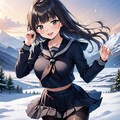 黒髪×セーラー服×雪原 5枚目