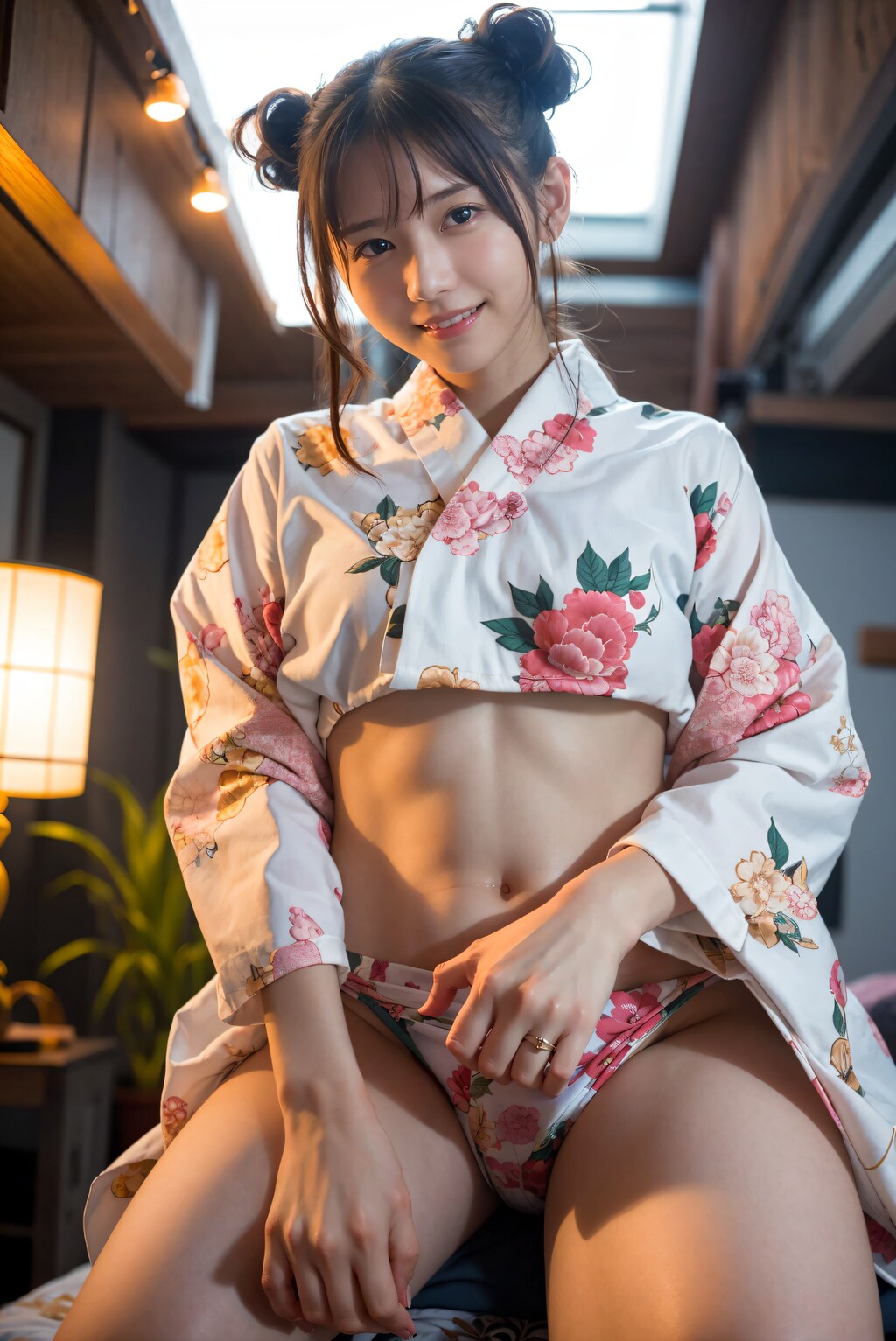 寝室の着物の女性 4