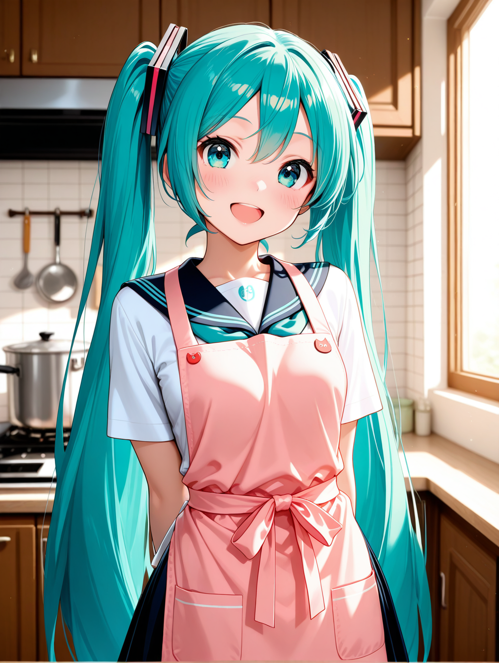 制服エプロンのミクさん