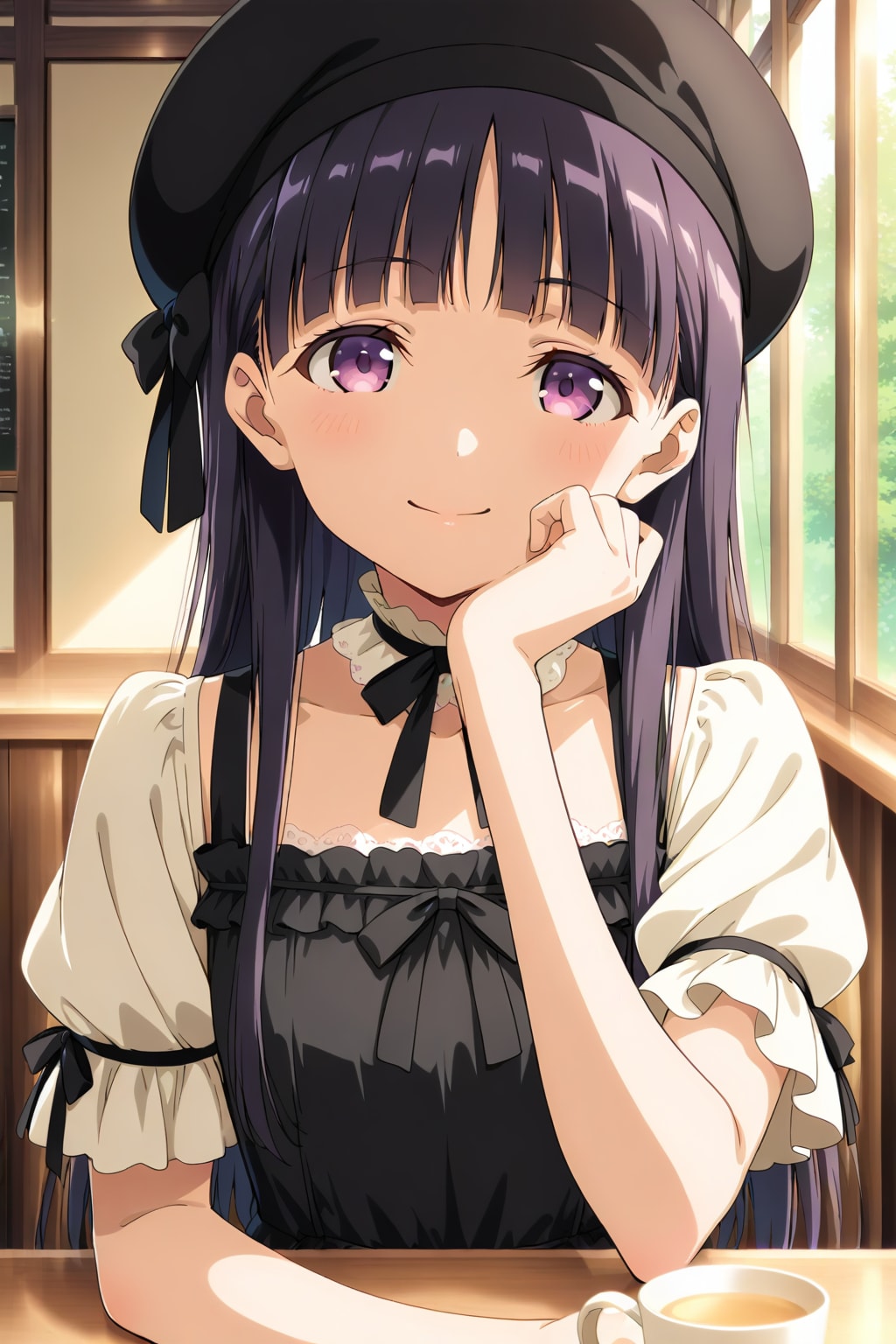 黒のベレー帽