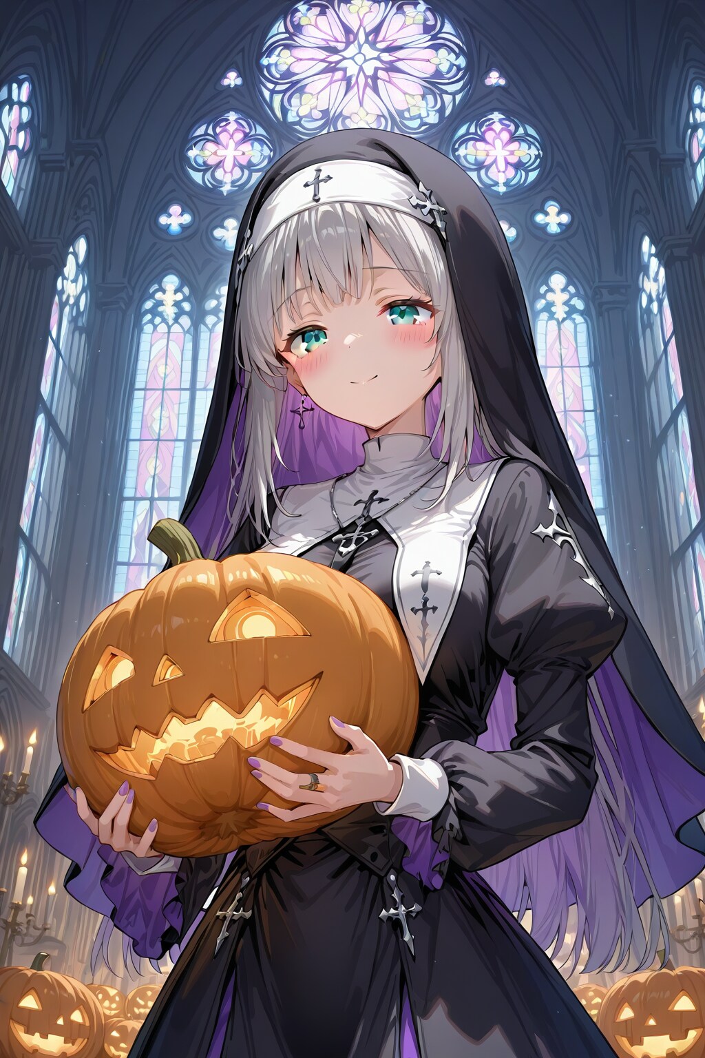 ジャック･オ･ランタンを抱えるシスターさん