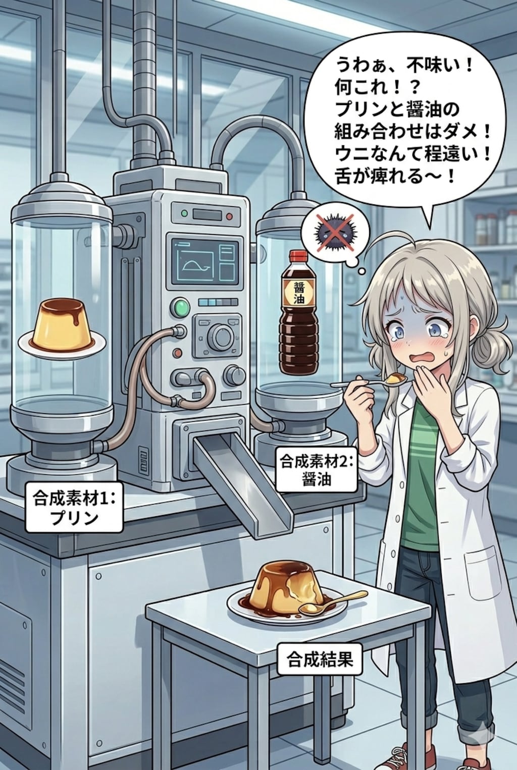 プリンと醤油で合成