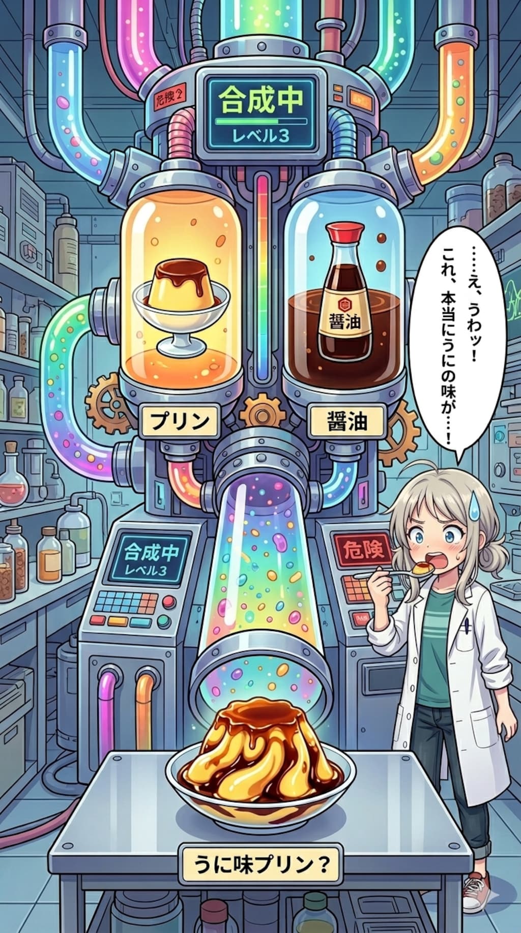 プリンと醤油で合成