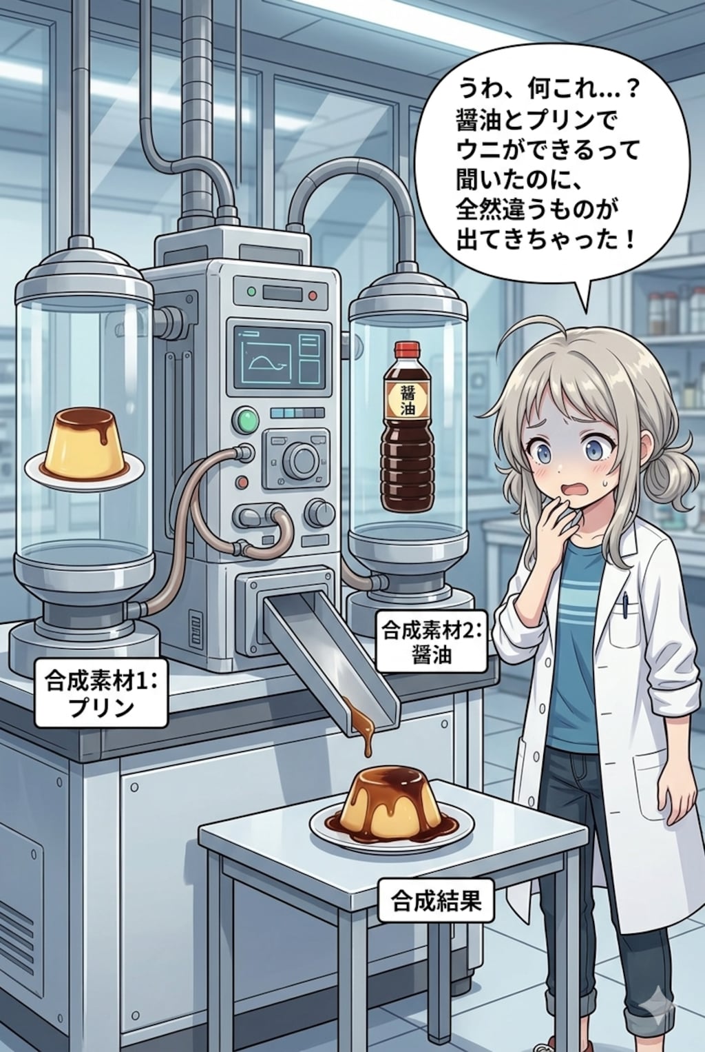 プリンと醤油で合成