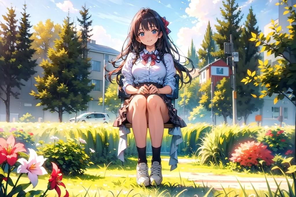 春のお花の中で。
