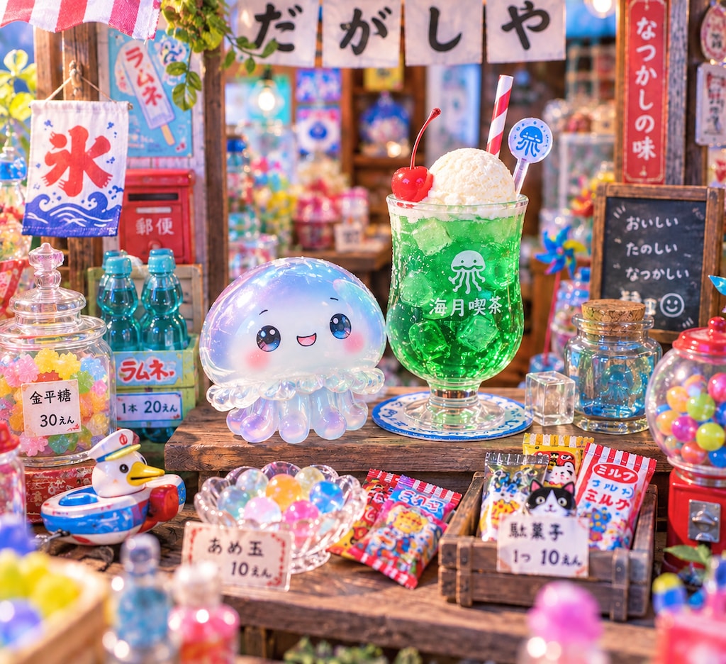 海月、駄菓子屋でひとやすみ。