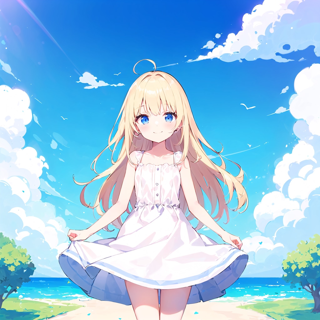 青い空の下で