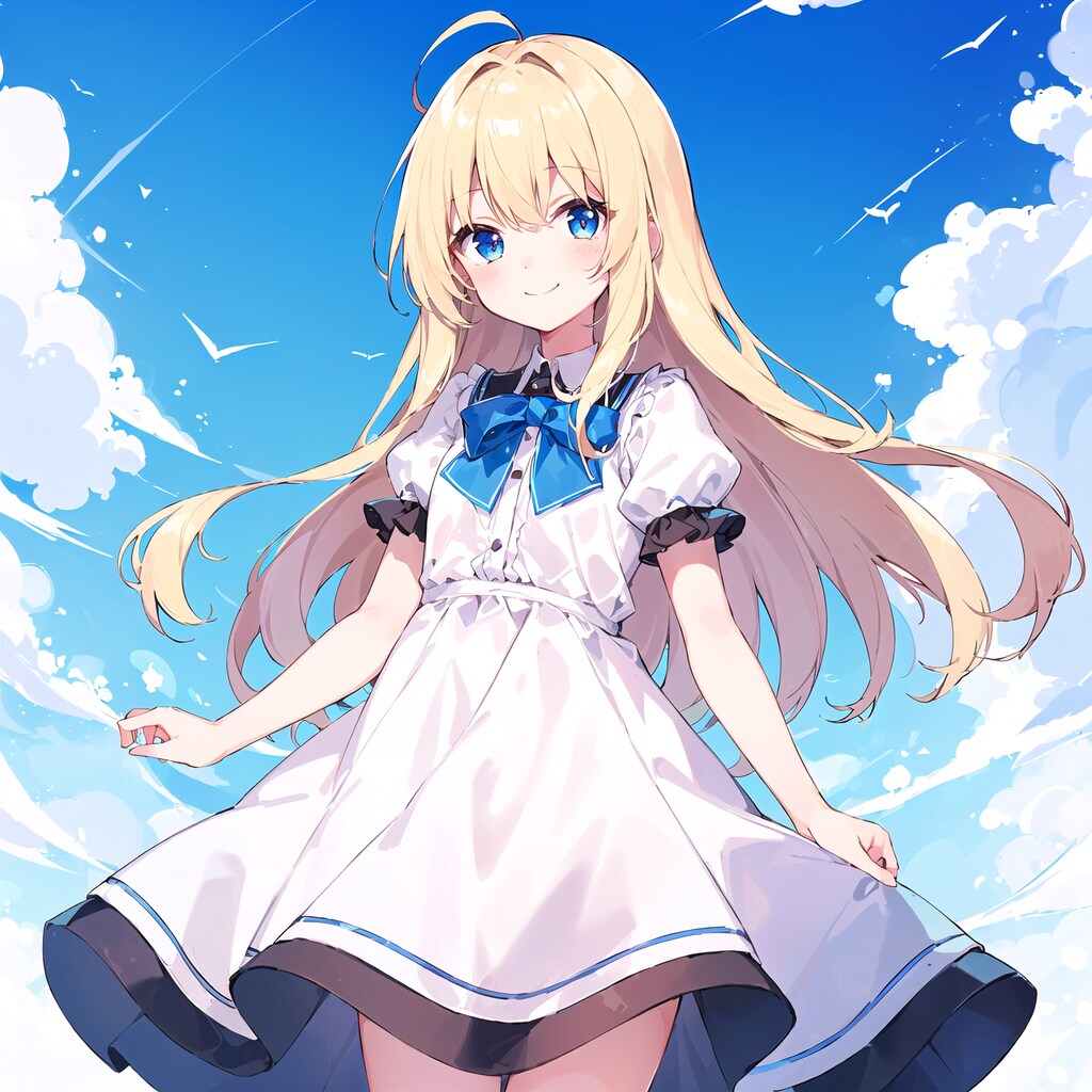 青い空の下で