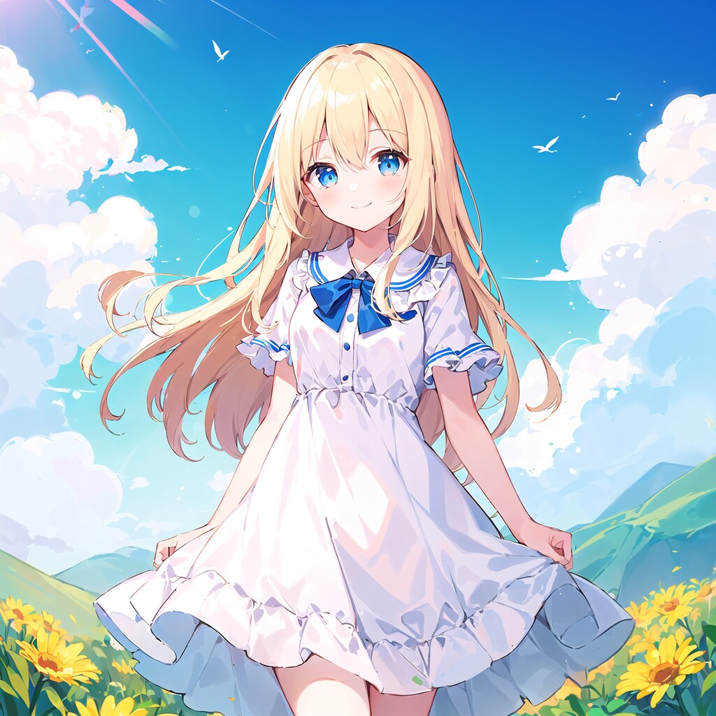 青い空の下で
