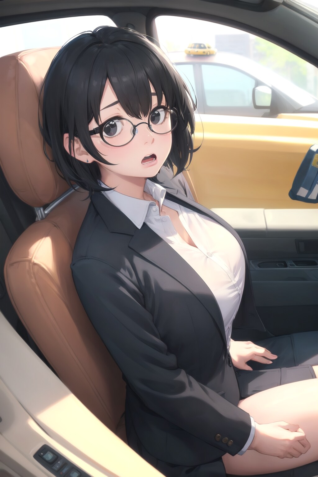 タクシーに乗る、わたくしー。