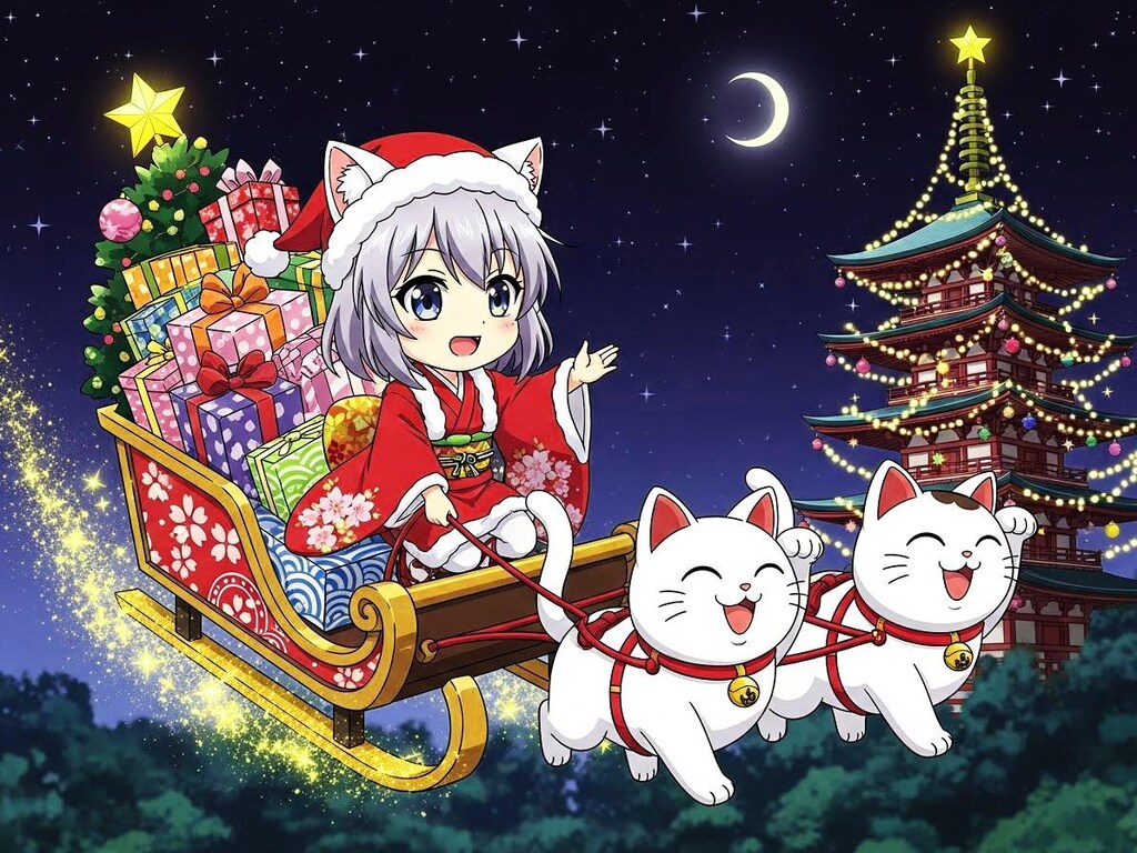 和風猫耳ちびサンタちゃん