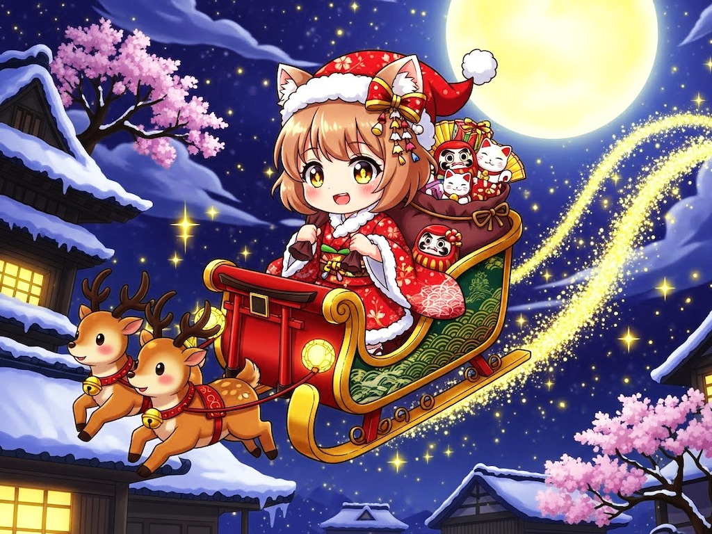 和風猫耳ちびサンタちゃん