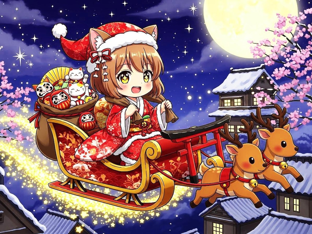 和風猫耳ちびサンタちゃん