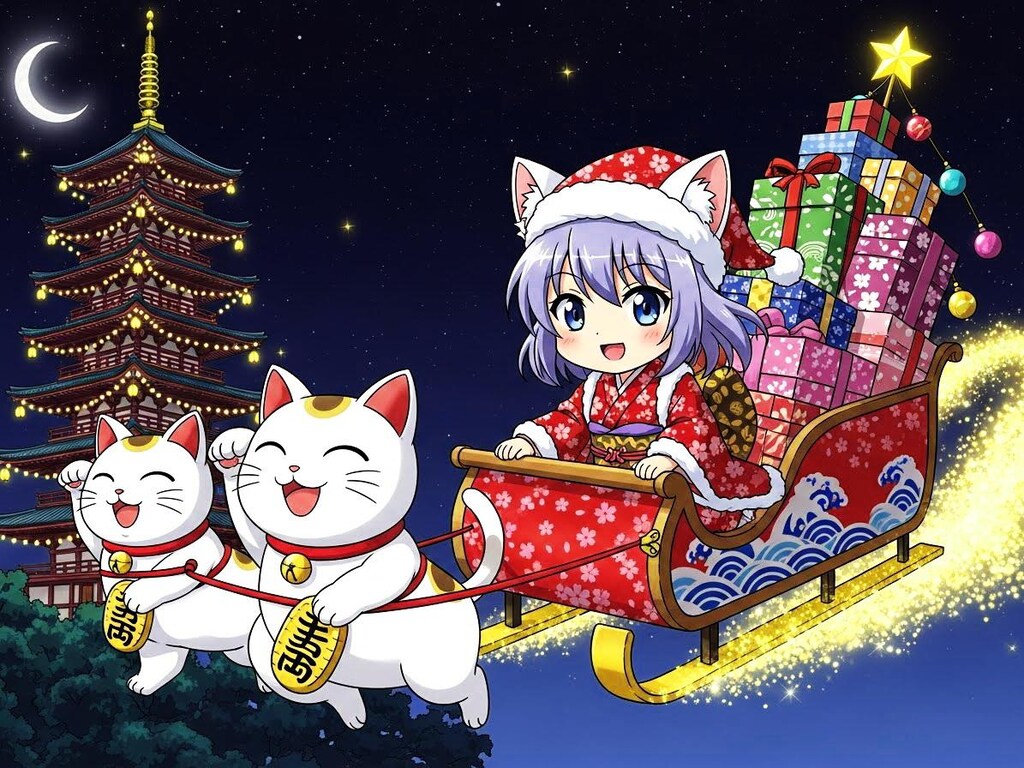 和風猫耳ちびサンタちゃん