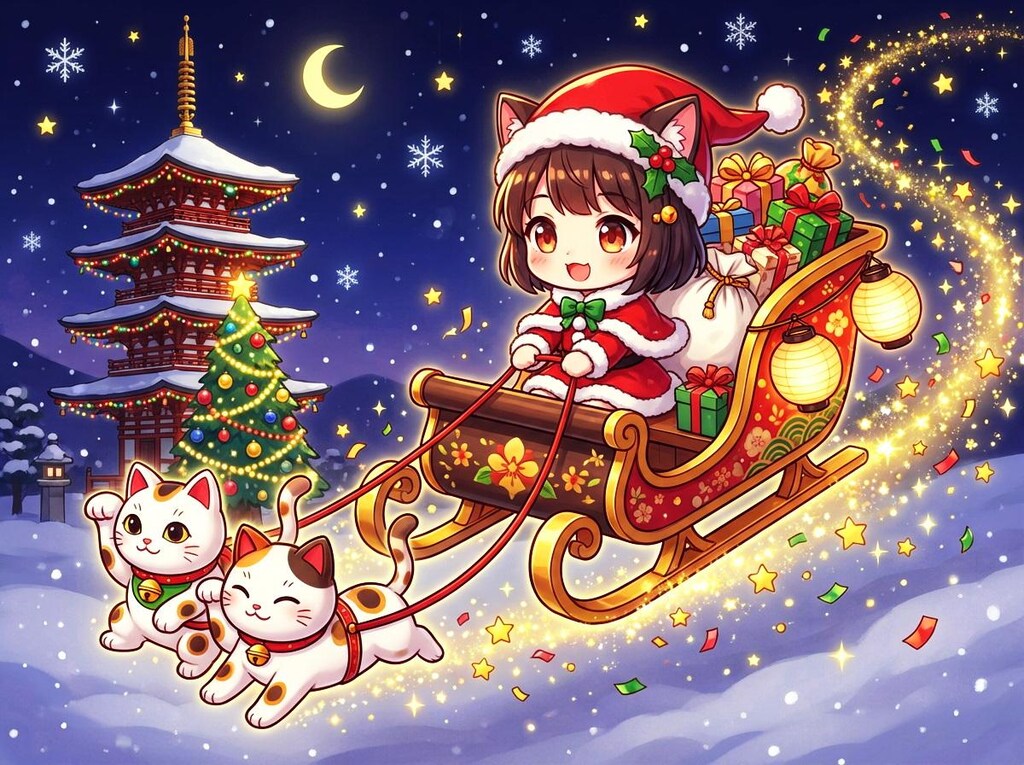 和風猫耳ちびサンタちゃん