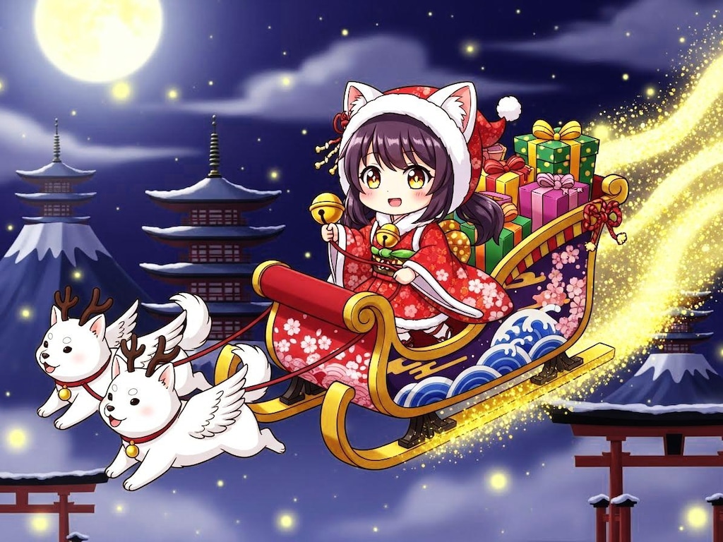 和風猫耳ちびサンタちゃん