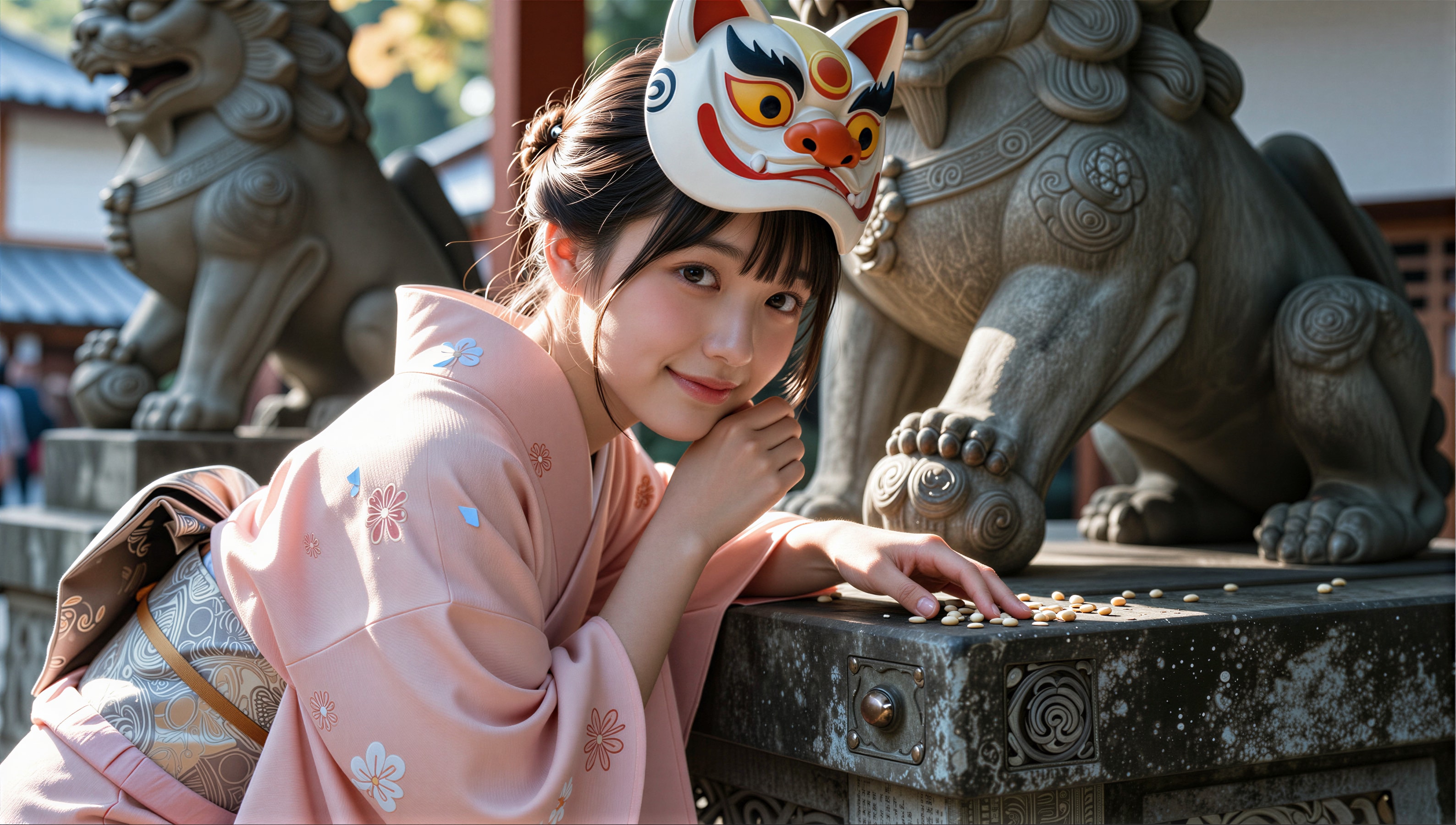 神社で豆まき