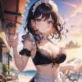 【ミニ写真集】巨乳で非常にエッなメイドさんと海水浴 3枚目