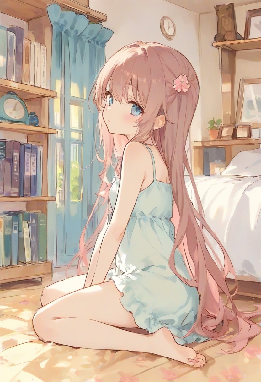 少女の部屋(水彩タッチ)(158)