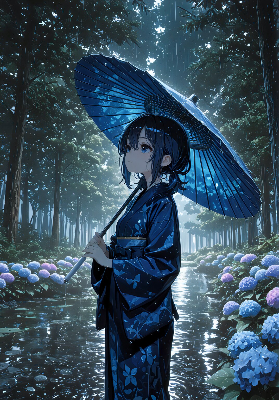 雨色の着物 | の人気AIイラスト・グラビア